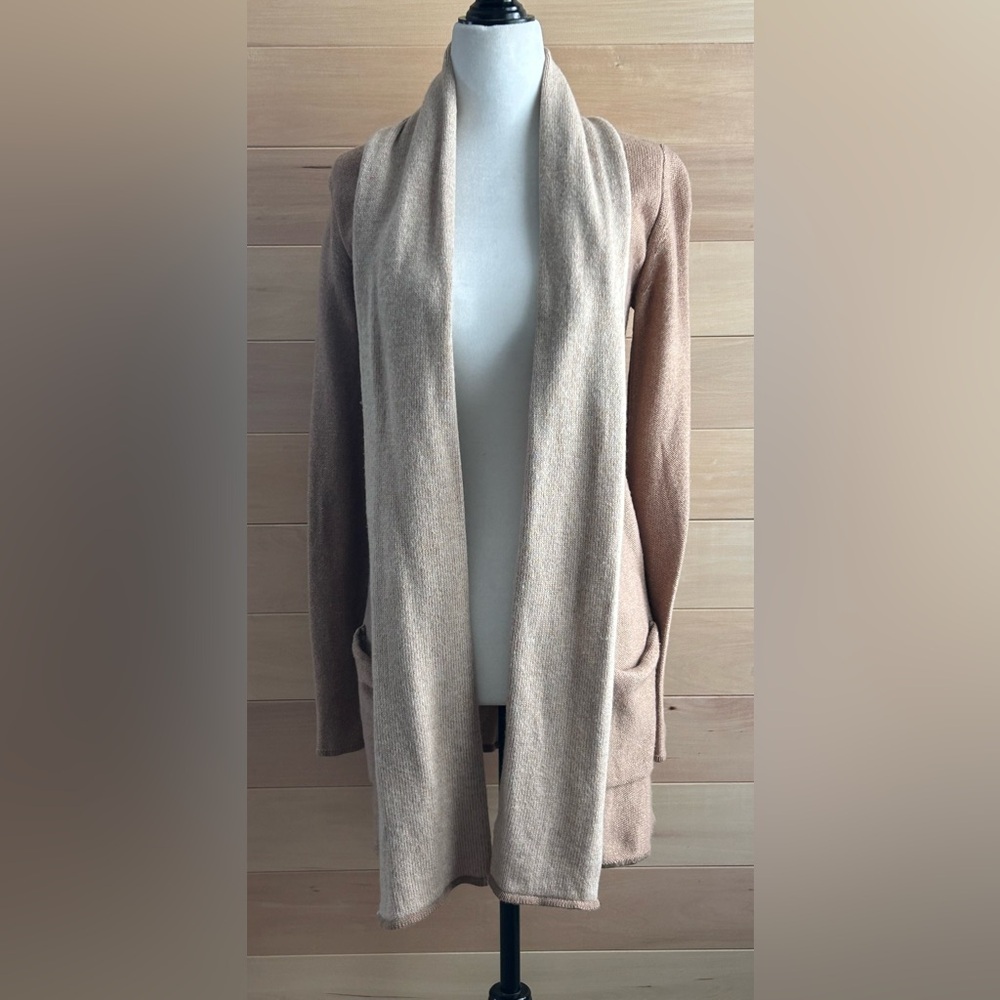 Babaton Size XS Two-Tone Beige and Brown cardigan pockets cashmere wool